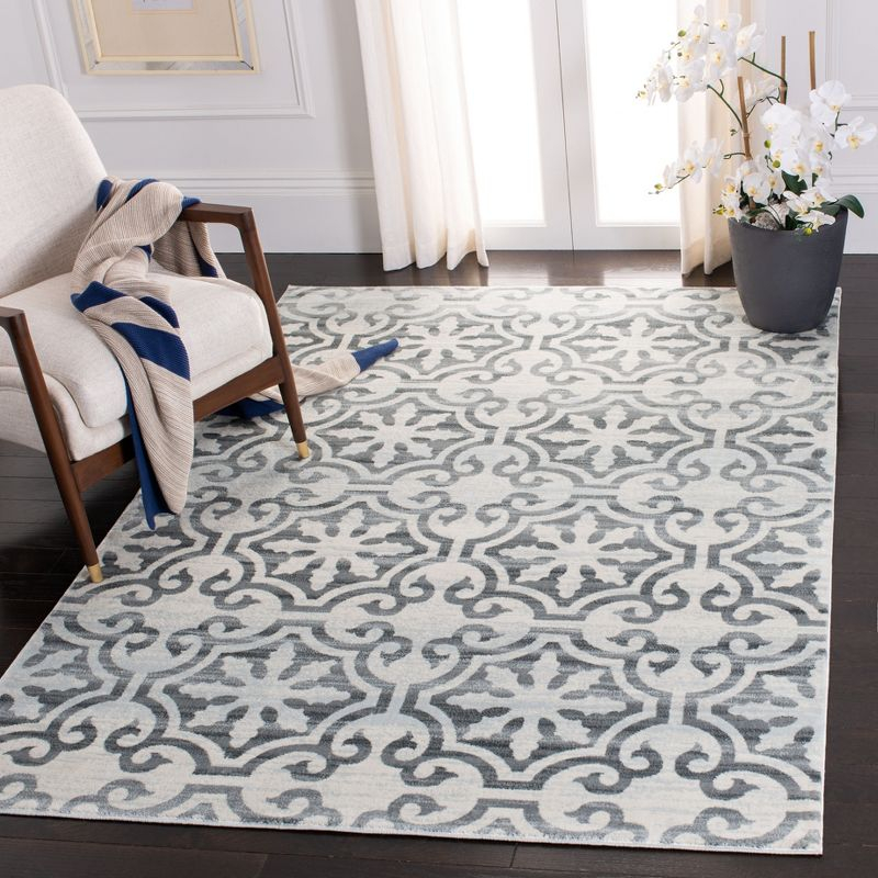 Isabella ISA956 Power Loomed Area Rug - Grey/Ivory - 4'x6' - Safavieh
