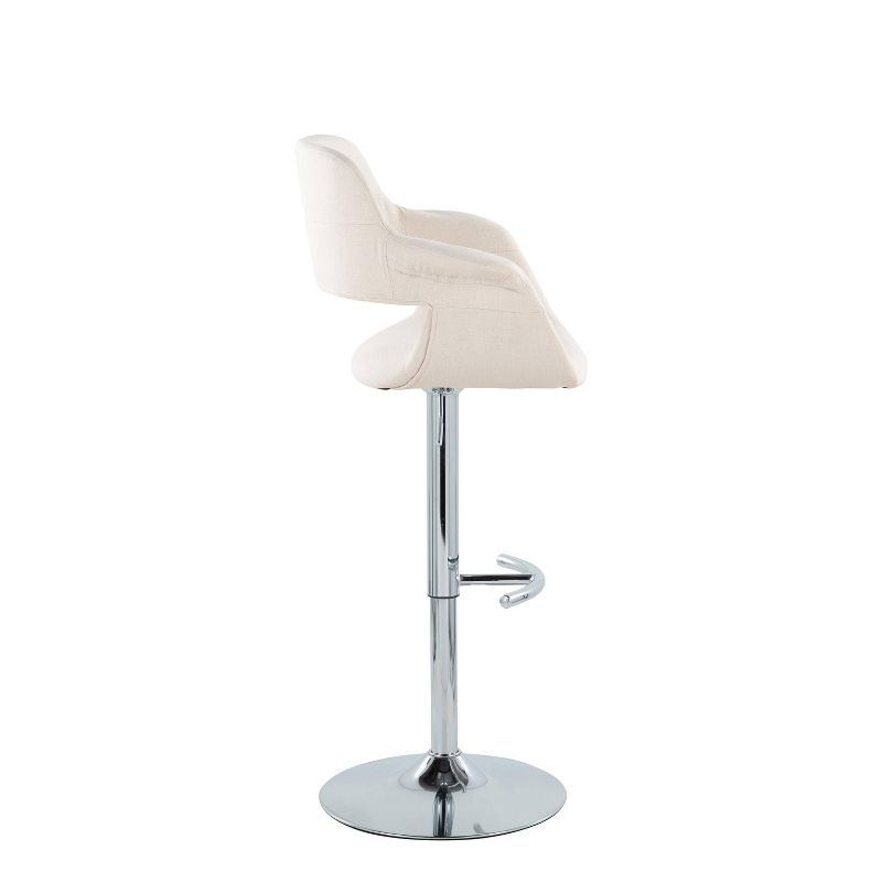 Set of 2 Vintage Flair Adjustable Barstools Chrome/Cream - LumiSource: Swivel, Upholstered, Steel Frame, Foam Fill
