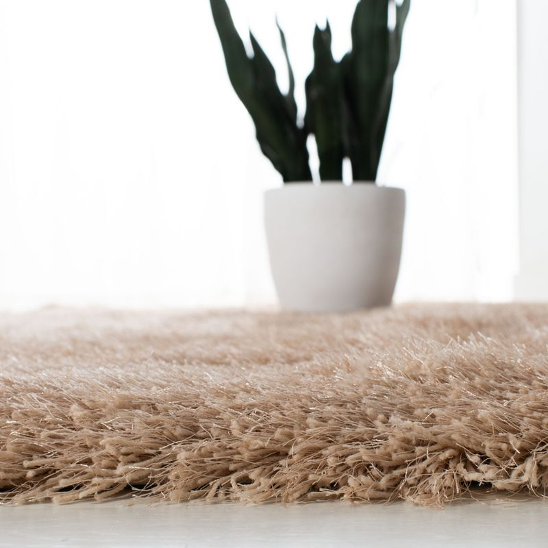 Venice Shag SG256 Hand Tufted Indoor Accent Rug - Champagne - 4'x4' - Safavieh