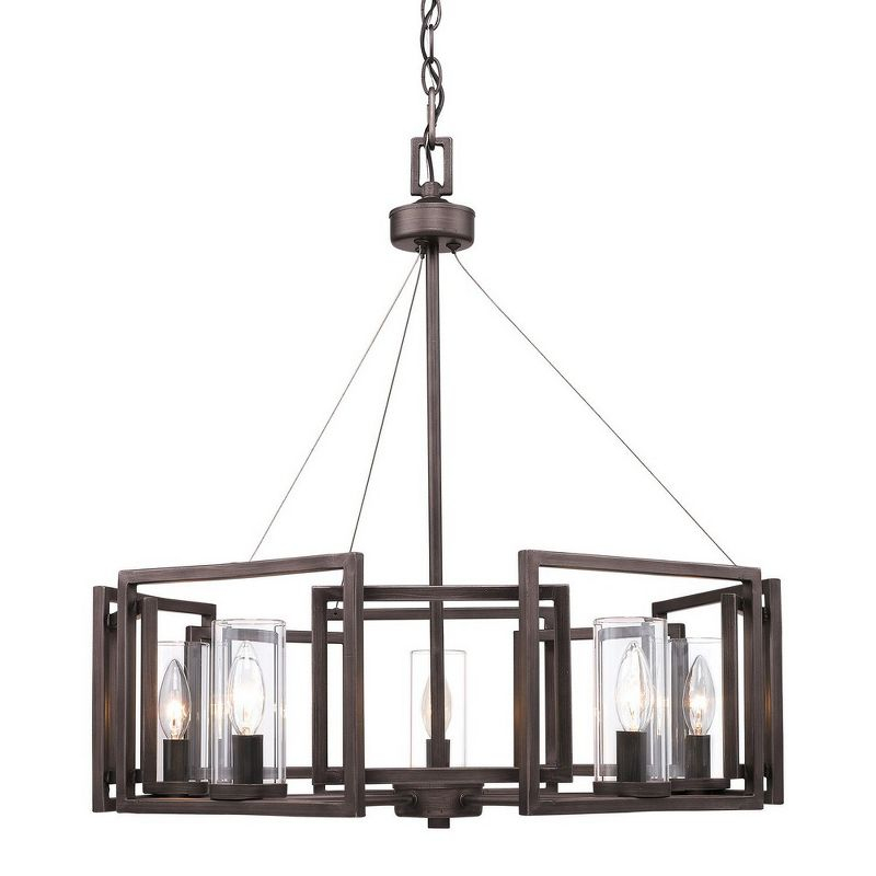 Golden Lighting Marco 5-Light Chandelier in Gunmetal Bronze with Clear Glass