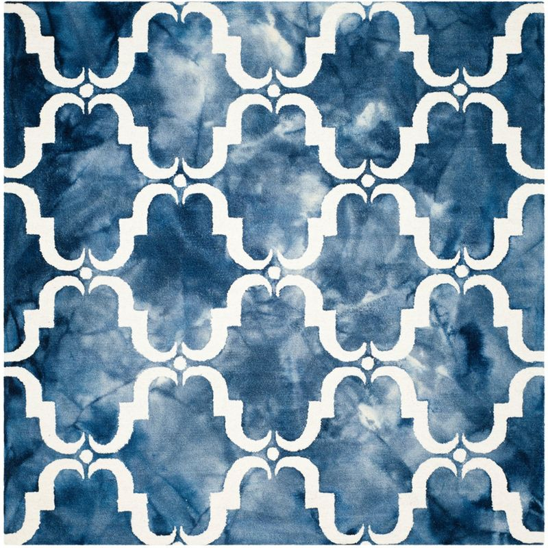 Dip Dye DDY536 Hand Tufted Indoor Area Rug - Navy/Ivory - 7'x7' - Safavieh