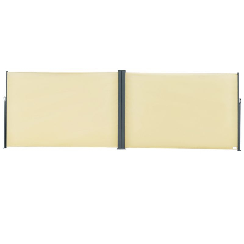 Outsunny 20' Double Retractable Patio Side Awning Garden Sun Shade with UV-Fighting Screen, Auto Pull-Back Function, & Steel Frame, Beige