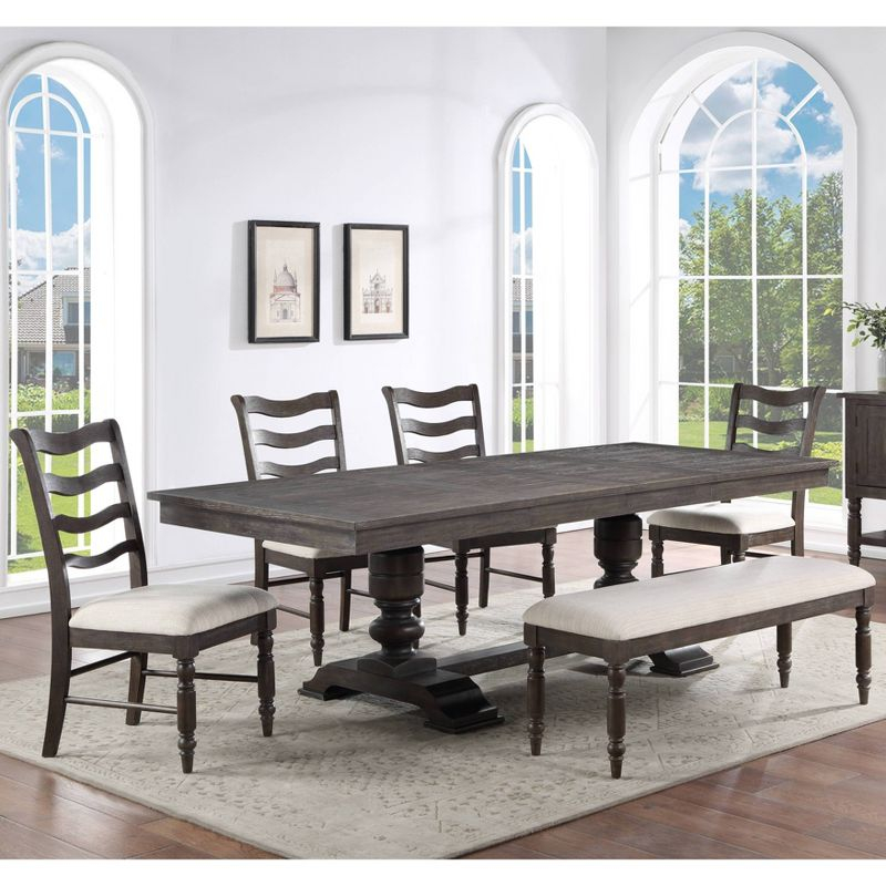 6pc Hutchins Dining Set Washed Espresso - Steve Silver Co.