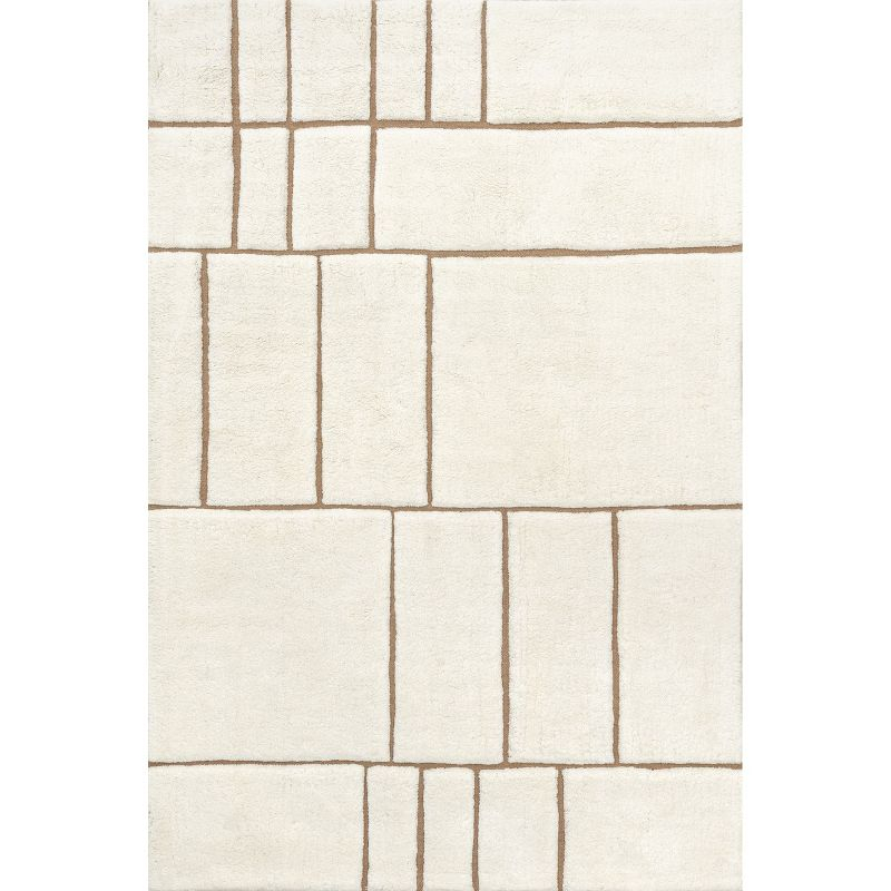 Nuloom Brega Geometric New Zealand Wool Area Rug, 2' 6" x 8', Cream