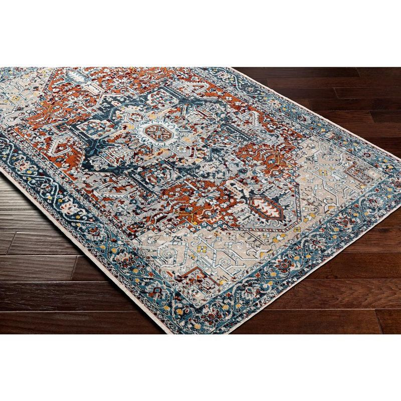 Mark & Day West Baden 5'3"x7' Rectangle Washable Woven Indoor Area Rugs Burnt Orange: Traditional Medallion, Stain-Resistant, Polyester