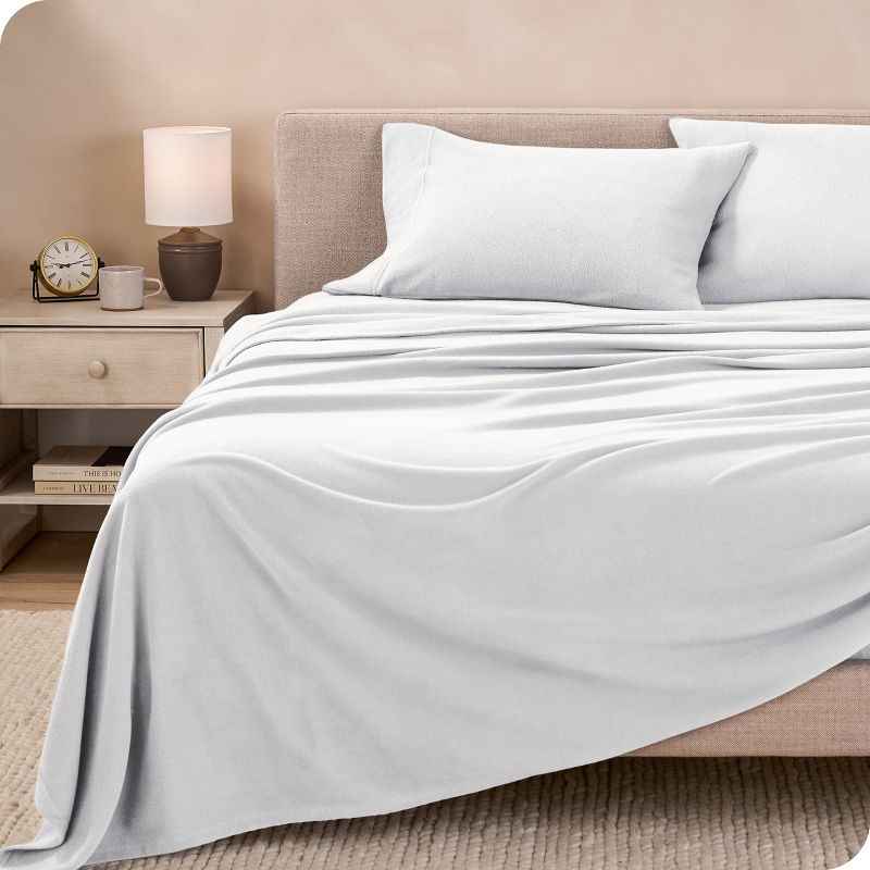 Twin XL White Polar Fleece Sheet Set by Bare Home