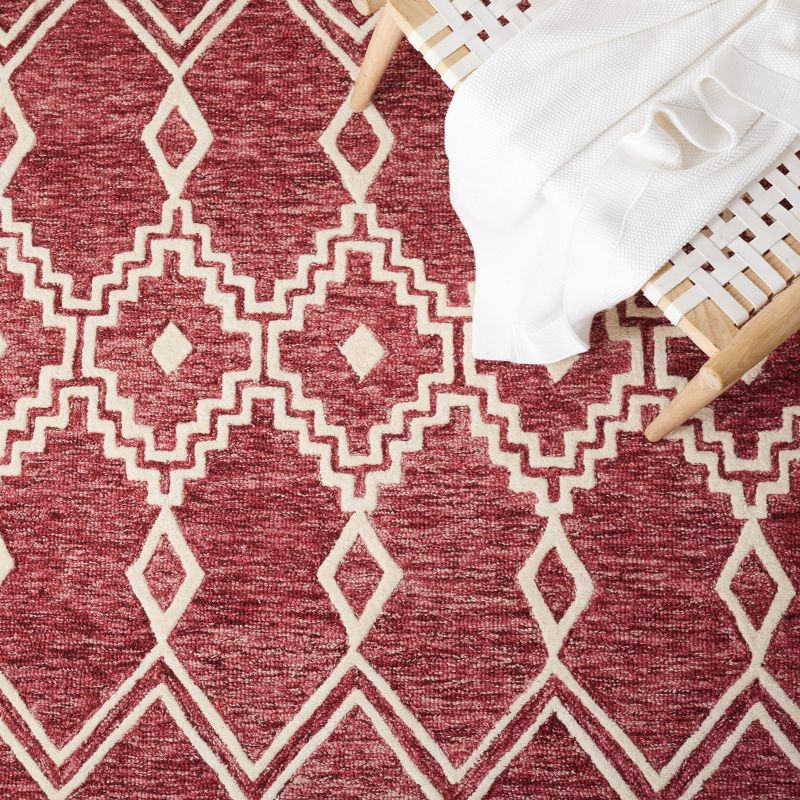 Abstract ABT851 Handmade Indoor Area Rug - Red/Ivory - 6' Round - Safavieh