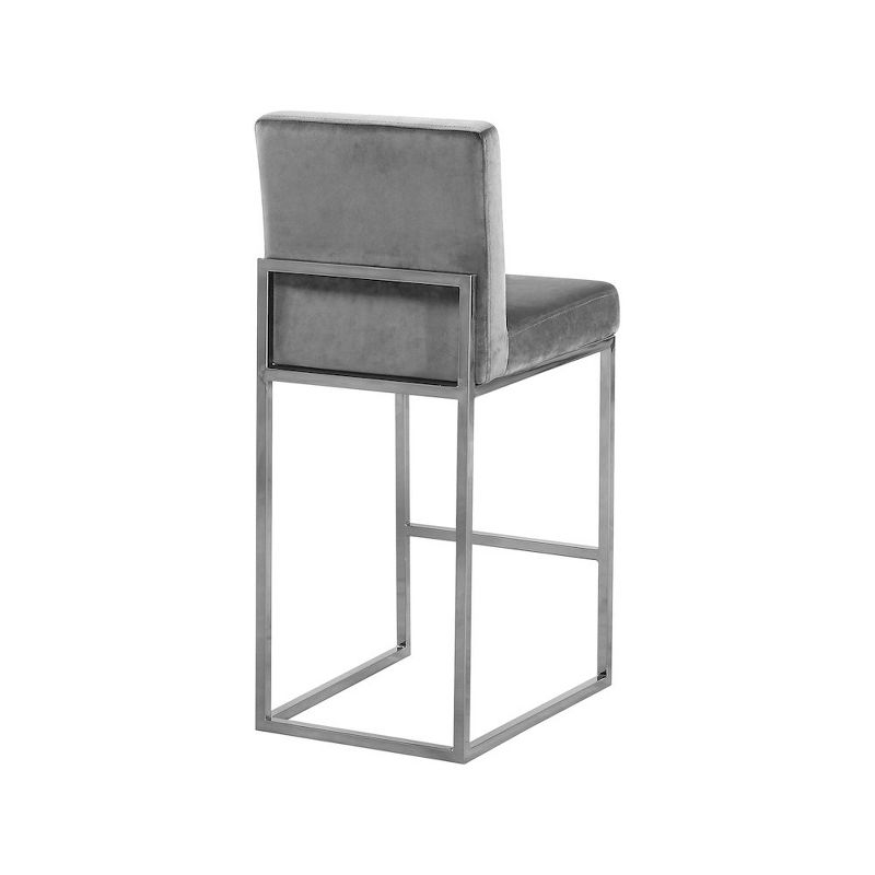 Meridian Furniture,Giselle Grey Velvet Stool
