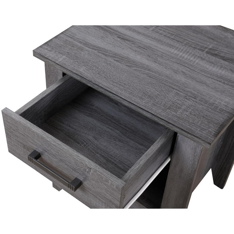 Passion Furniture Lennox 1-Drawer Gray Nightstand (24 in. H x 21 in. W x 18 in. D)