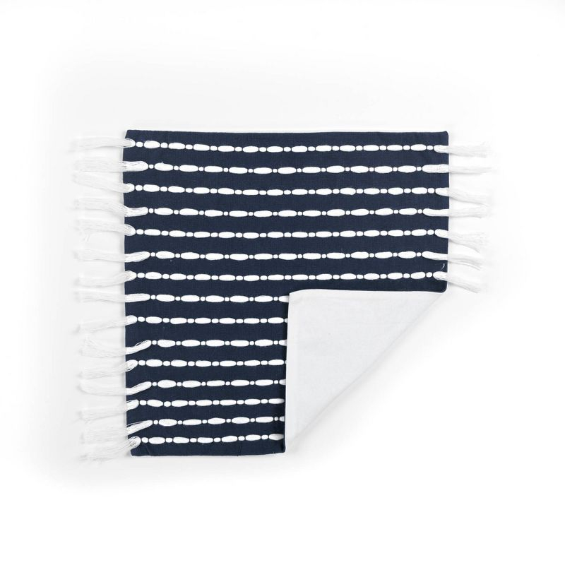 20"x20" Oversize Linear Family-Friendly Cotton Pillow Cover with Tassel - Lush Décor