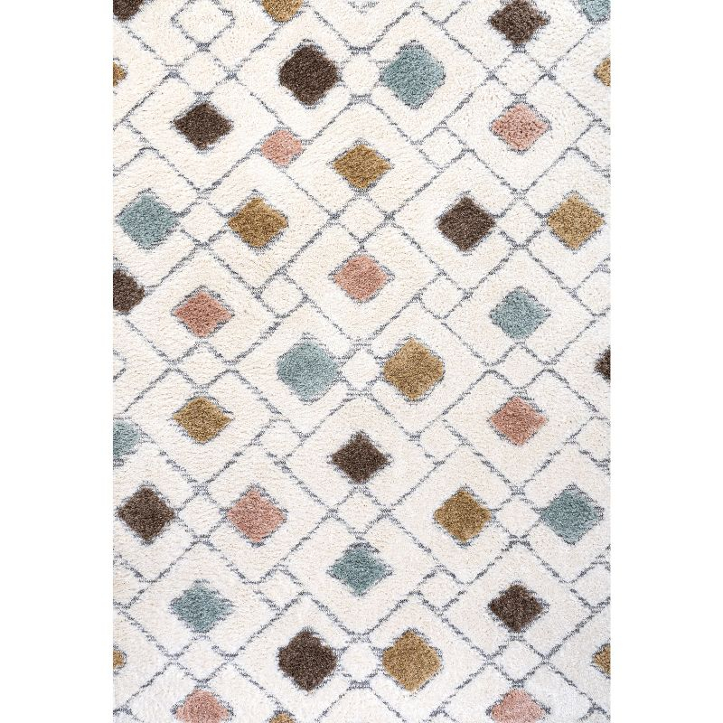 3' x 5' Astrid Retro Trellis High-Low Area Rug, Multi/Cream - JONATHAN Y