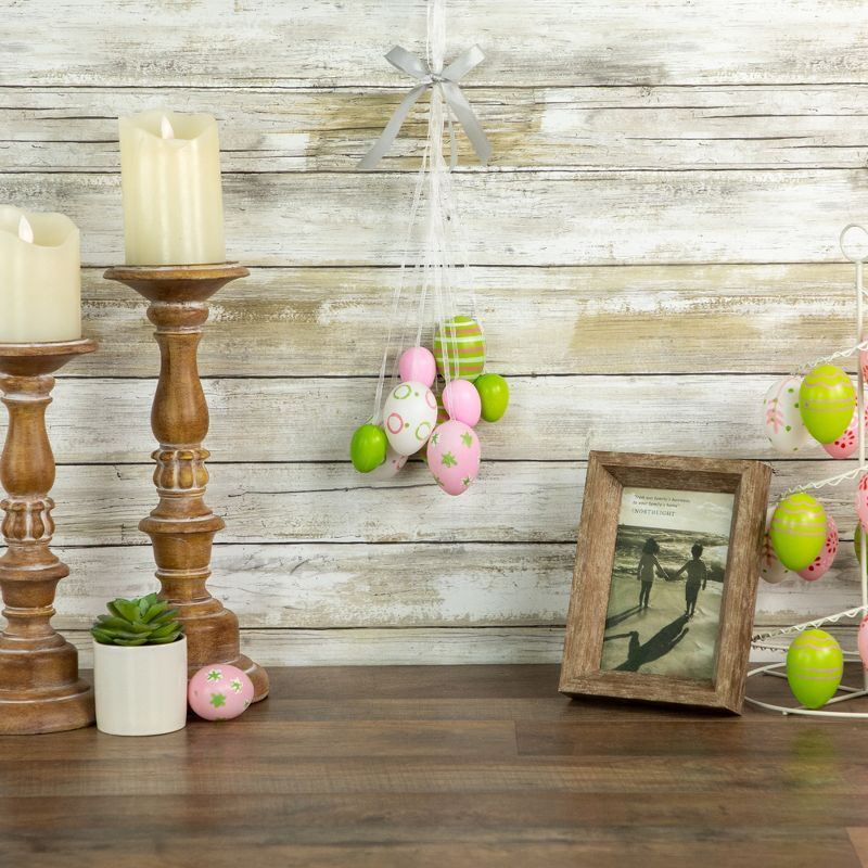 Northlight 17" Floral Striped Spring Easter Egg Cluster Hanging Decoration - White/Pink