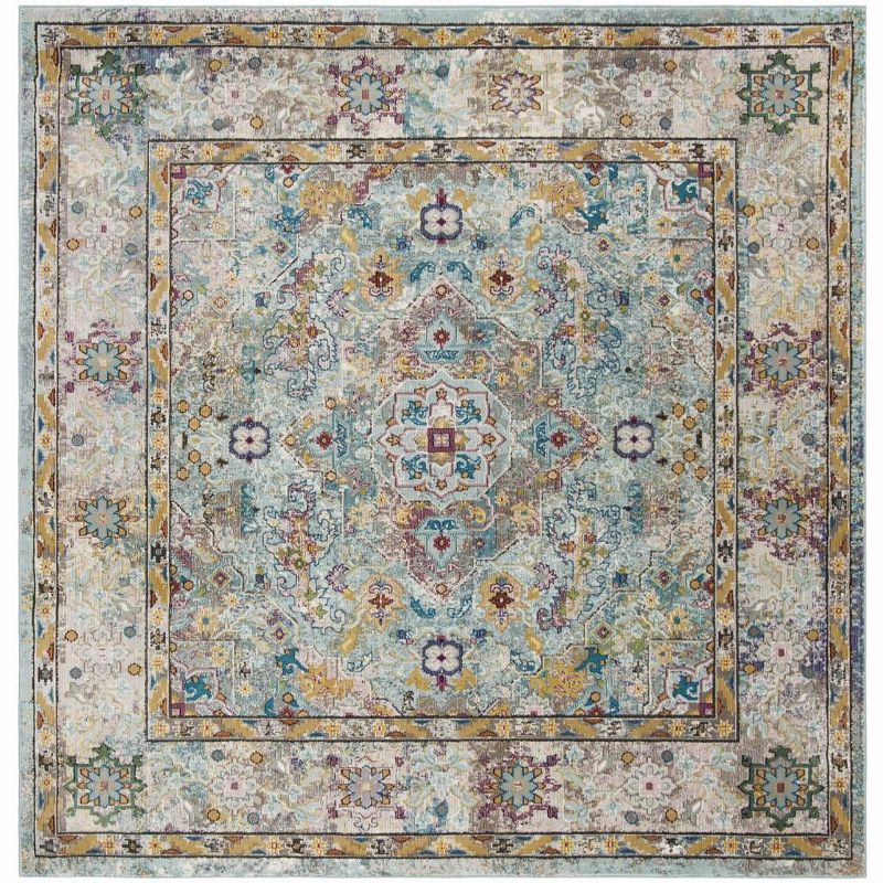 Aria ARA183 Power Loomed Area Rug - Beige/Blue - 6'5"x6'5" - Safavieh.