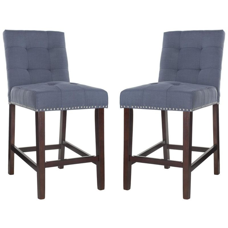 Nikita Counter Stool (Set of 2) - BST6303 - Navy/Espresso - Safavieh