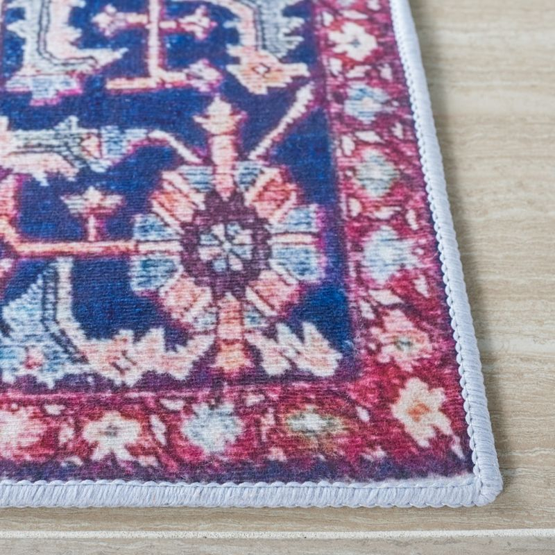 Tucson TSN108 Power Loomed Machine Washable Runner Rug - Red/Navy - 2'6"x16' - Safavieh.
