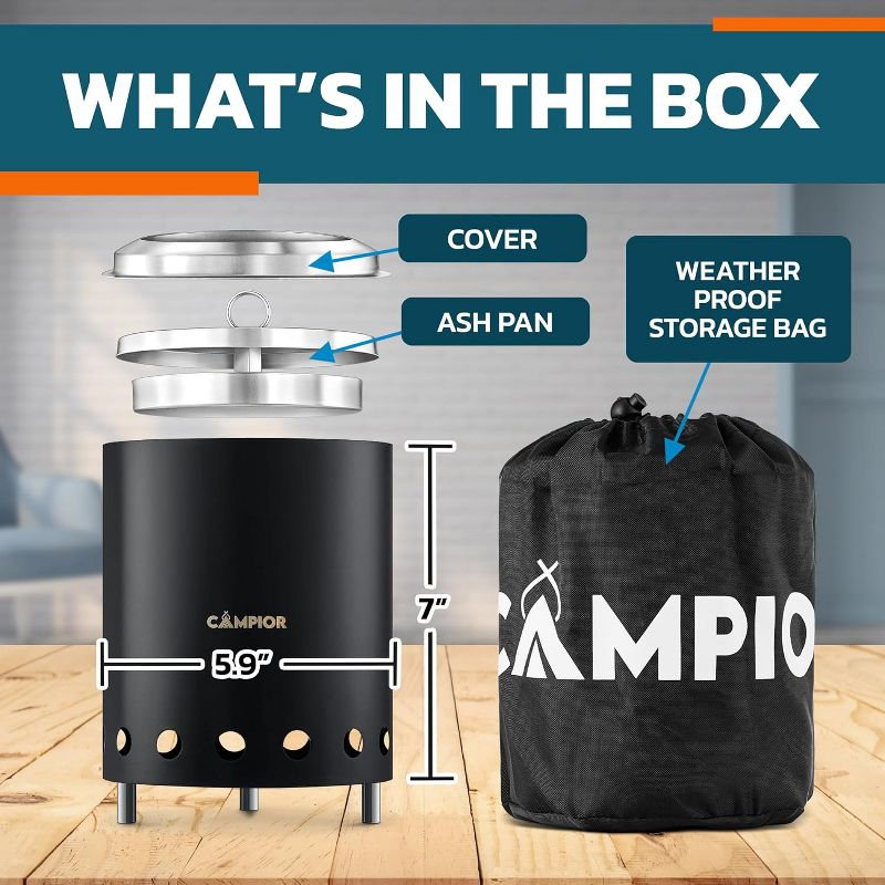 New Stainless Steel Firewood Stove 15 cm Diameter Wood-burning Smokeless Fire Pit Stove ?Black)