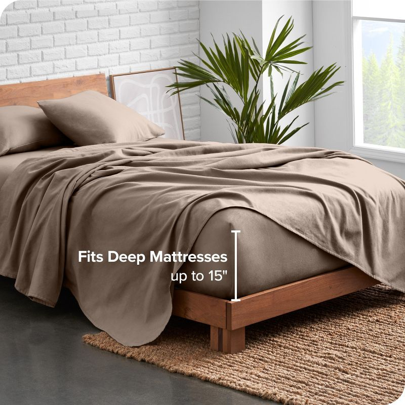 Taupe Organic Flannel Twin XL Sheet Set by Bare Home