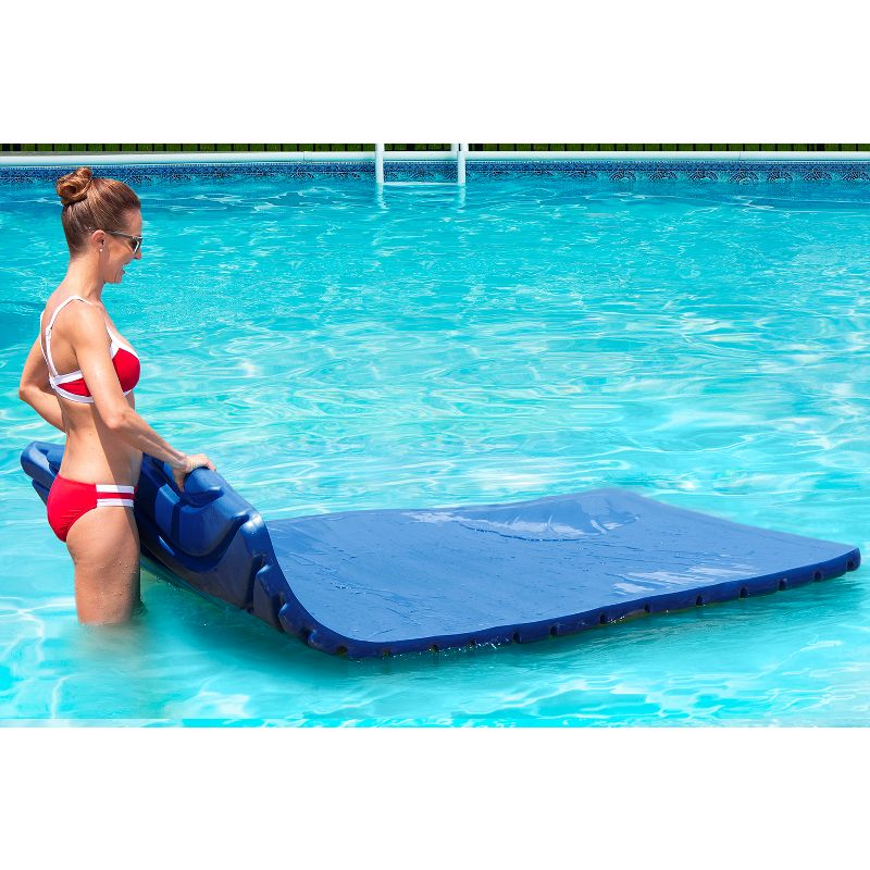Big Joe Aquaria Roll Up Padded Soft Ripple Wave Floating Water Lounge Raft with Aqua Cell Foam Full Body Support for Swimming Pools, Blue