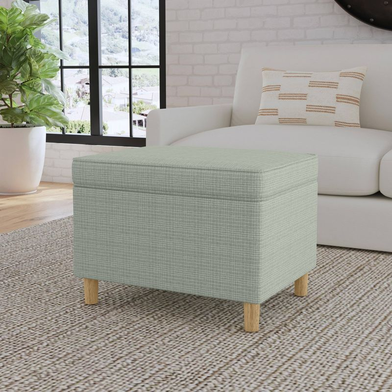 HomePop 24" Dinah Storage Ottoman Sage: Upholstered Footstool, Traditional Rectangle Shape, Spot Clean