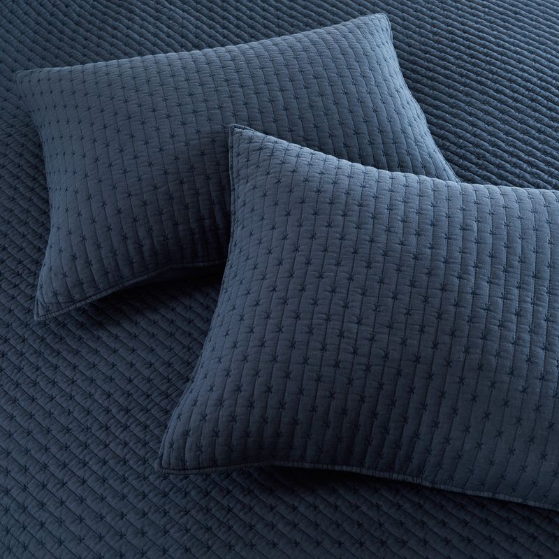 Cross Stitch Navy Full/Queen Quilt Set- Levtex Home