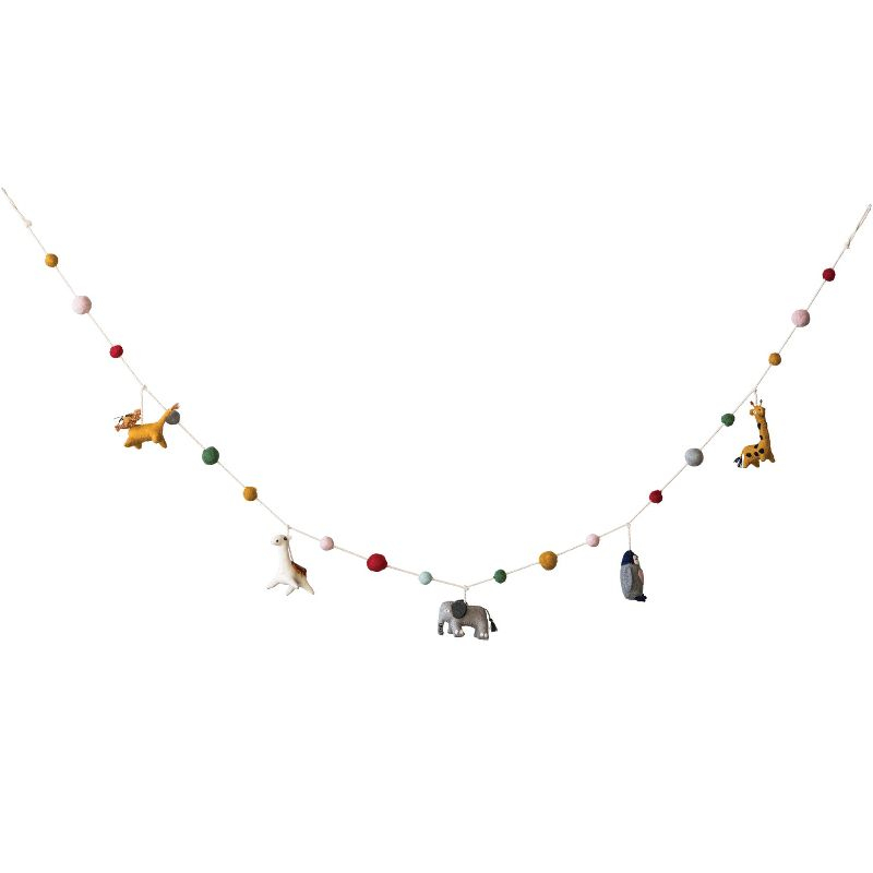 Storied Home Multicolor Wool Felt Animal Shaped Garland