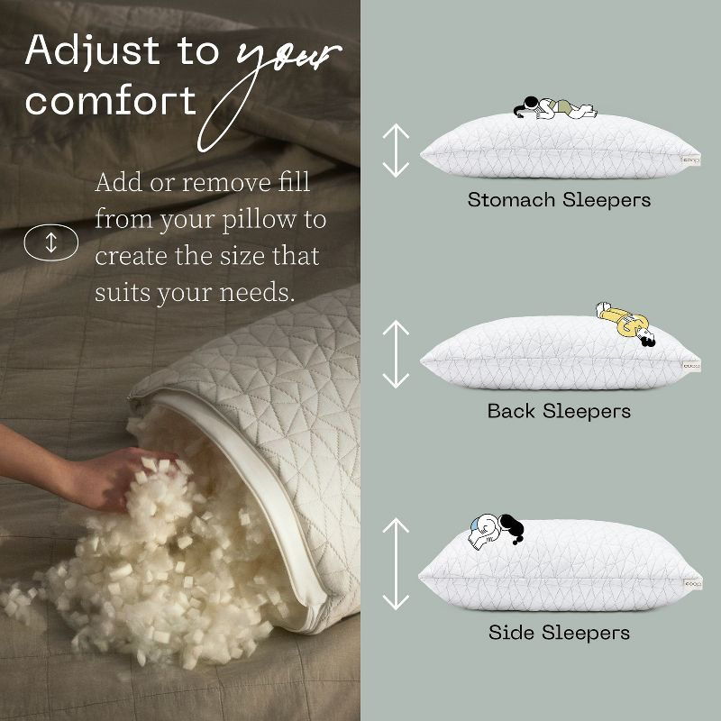 Coop Home Goods Original Adjustable Pillow, Queen Size Bed Pillows for Sleeping, Cross Cut Memory Foam - Medium Firm Back, Stomach & Side Sleeper