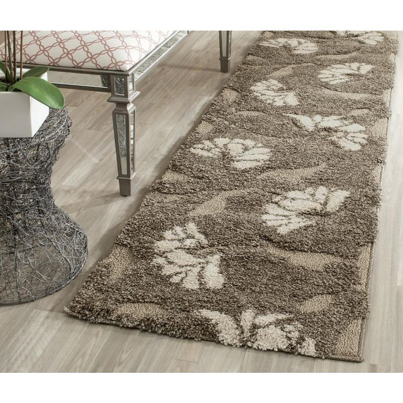 Florida Shag SG459 Power Loomed Indoor Runner Rug - Smoke/Beige - 2'3"x8' - Safavieh