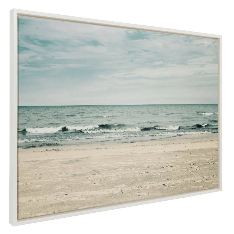 28" x 38" Sylvie Beach 2 Framed Canvas by Emiko and Mark Franzen White - Kate & Laurel All Things Decor: Modern Nautical Wall Art