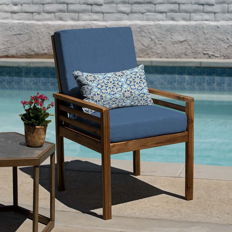 Honeycomb Outdoor Highback Dining Chair Cushion - Textured Solid Pacific Blue