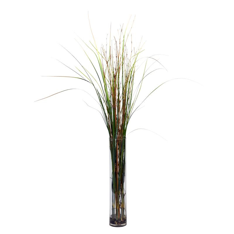 Nearly Natural Grass & Bamboo with Cylinder Silk Plant