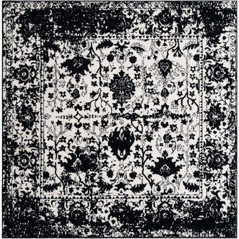 Unique Loom Portland Collection Area Rug - Central (6' 1" Square Black and White/Black)