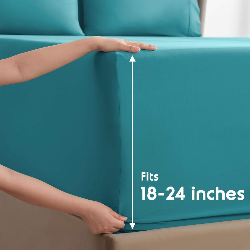 Nestl Extra Deep Pocket 6 Piece Sheet Sets, Full Size Sheets & Pillowcases - Teal Blue