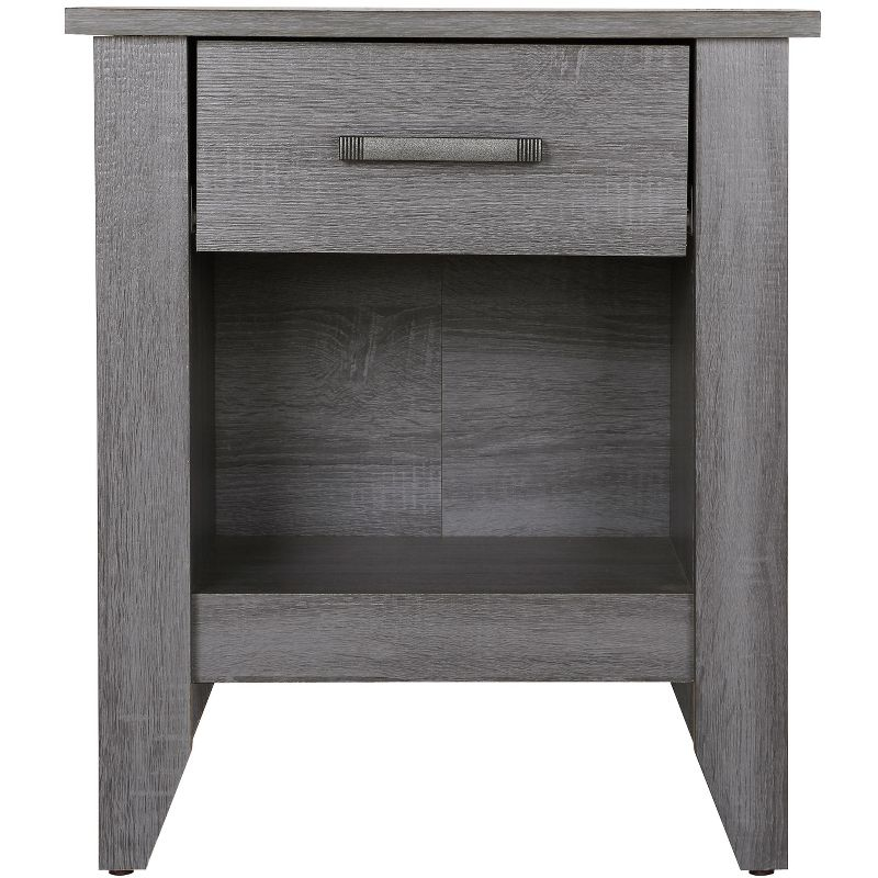 Passion Furniture Lennox 1-Drawer Gray Nightstand (24 in. H x 21 in. W x 18 in. D)