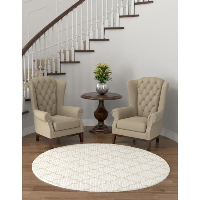 Jill Zarin Uptown Collection Area Rug - Lincoln Center (5' 3" Round White/Beige)