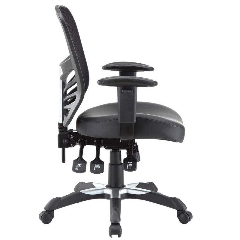Articulate Mesh Office Chair Black Vegan Leather - Modway: Ergonomic, Adjustable Arms, Swivel, 330lb Capacity
