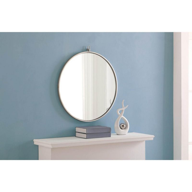 Elegant Lighting Metal frame Round Mirror with decorative hook 24 inch Silver finish
