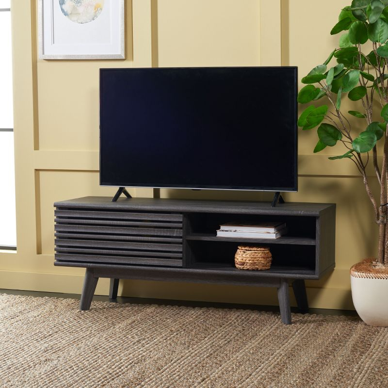 Aurelio 1 Shelf Media Stand - Distressed Black - Safavieh