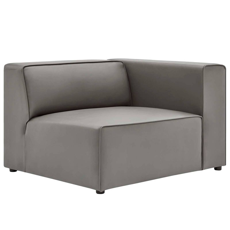 Mingle Vegan Leather Right Armchair Gray - Modway: Contemporary Modular Lounge Furniture, No Assembly Required