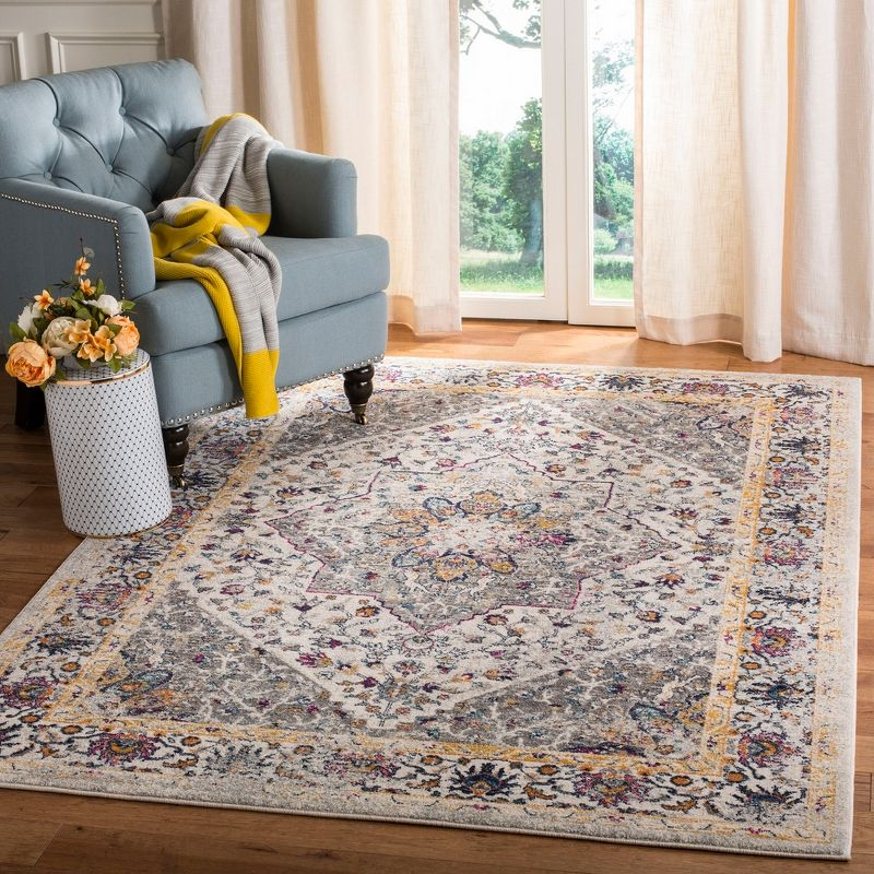 Evoke EVK288 Power Loomed Indoor Area Rug - Ivory/Grey - 6'7"x9' - Safavieh