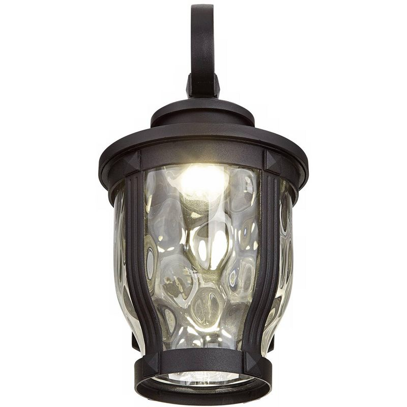 Minka Lavery Rustic Outdoor Wall Light Fixture Black LED 12 1/4" Clear Hammered Glass for Post Exterior Barn Deck Porch Yard Patio