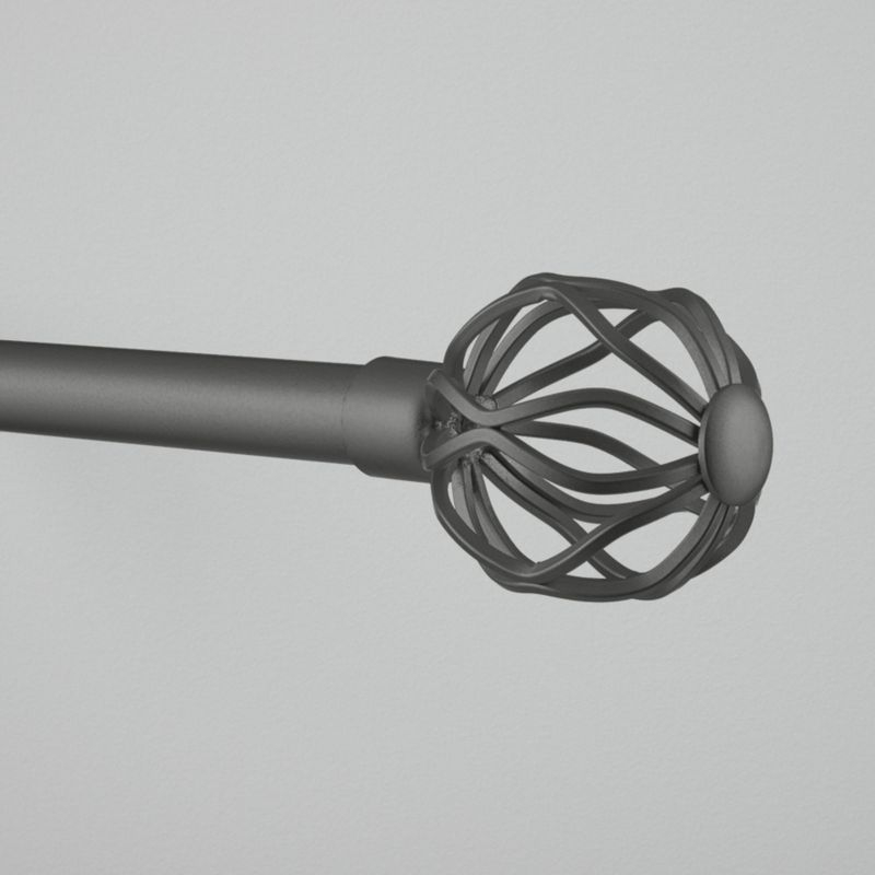 Exclusive Home Ogee 1" Curtain Rod and Coordinating Finial Set, Gunmetal, Adjustable 36"-72"