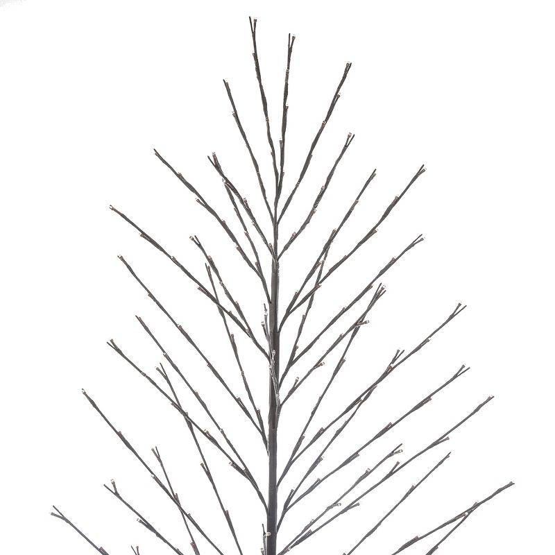 LuxenHome Lighted LED 5.9Ft Brown Birch Twig Tree Decoration, Artificial Birch Tree with Metal Base