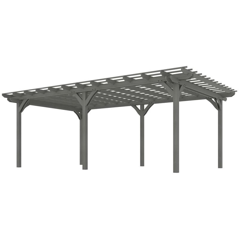Outsunny 12' x 20' Wooden Pergola Grape Trellis, Outdoor Gazebo for Garden, Patio, Backyard, Deck, Gray