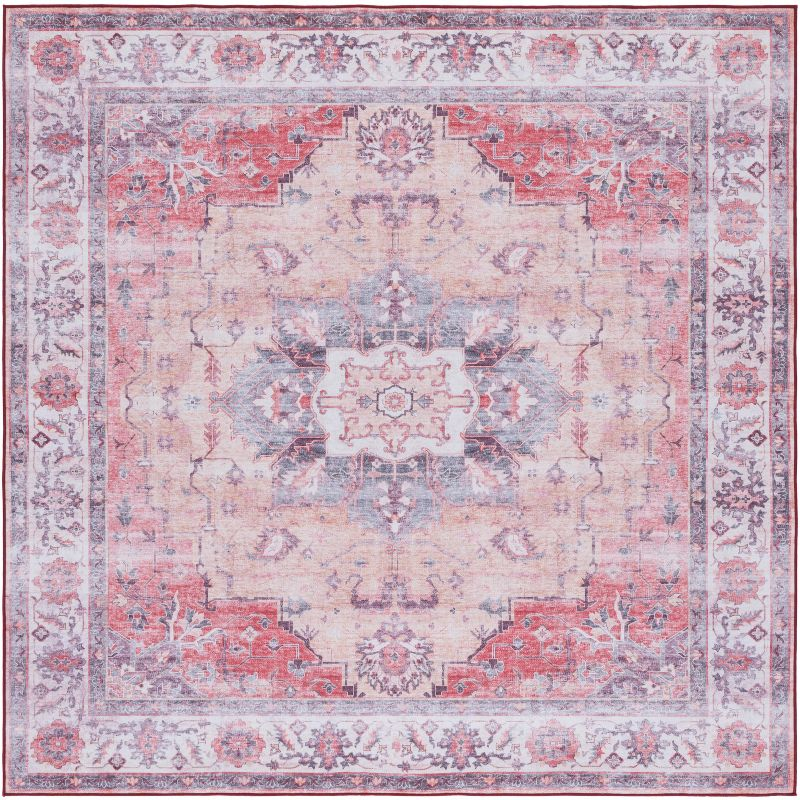 Tucson TSN163 Power Loomed Machine Washable Area Rug - Rust/Beige - 6'x6' - Safavieh.