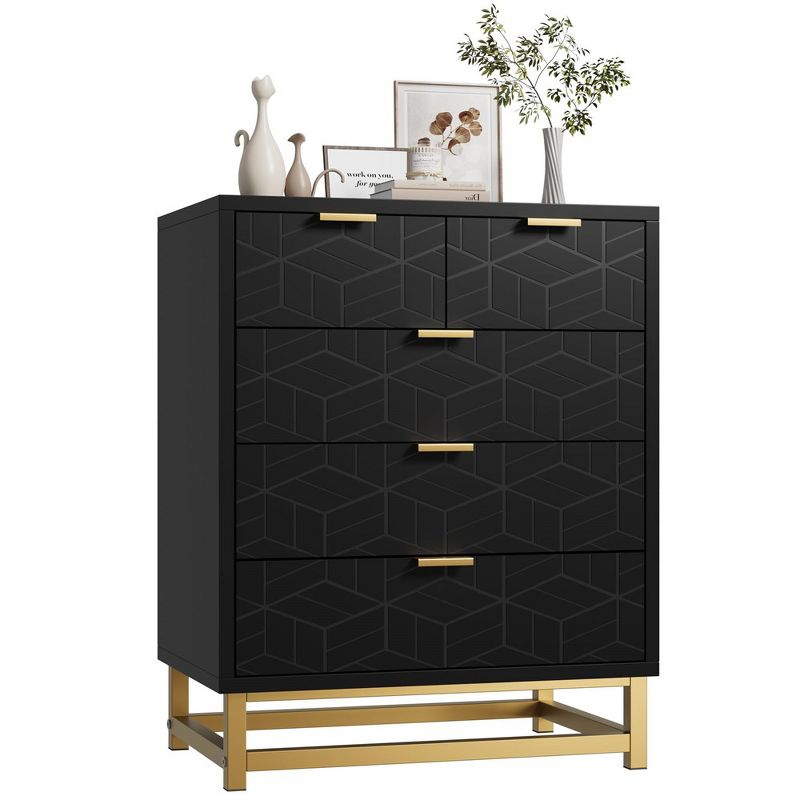 5 Drawer Dresser for Bedroom, Chest of Drawers with Metal Base