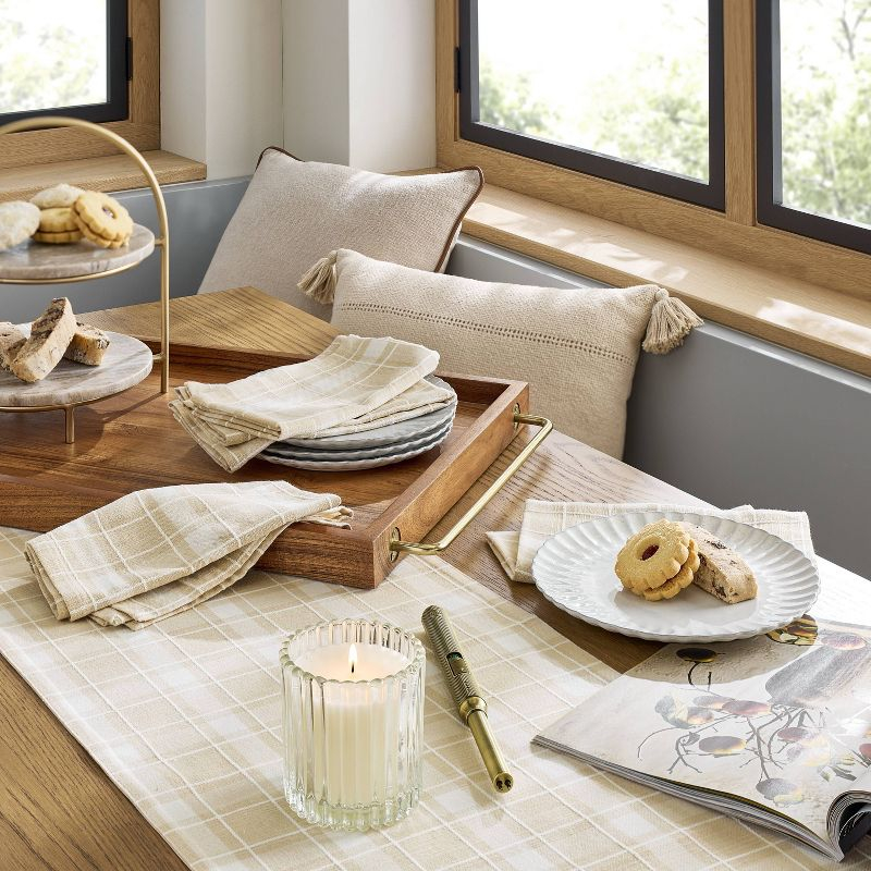 4pk Grid Plaid Cloth Napkins Beige/Cream - Hearth & Hand™ with Magnolia