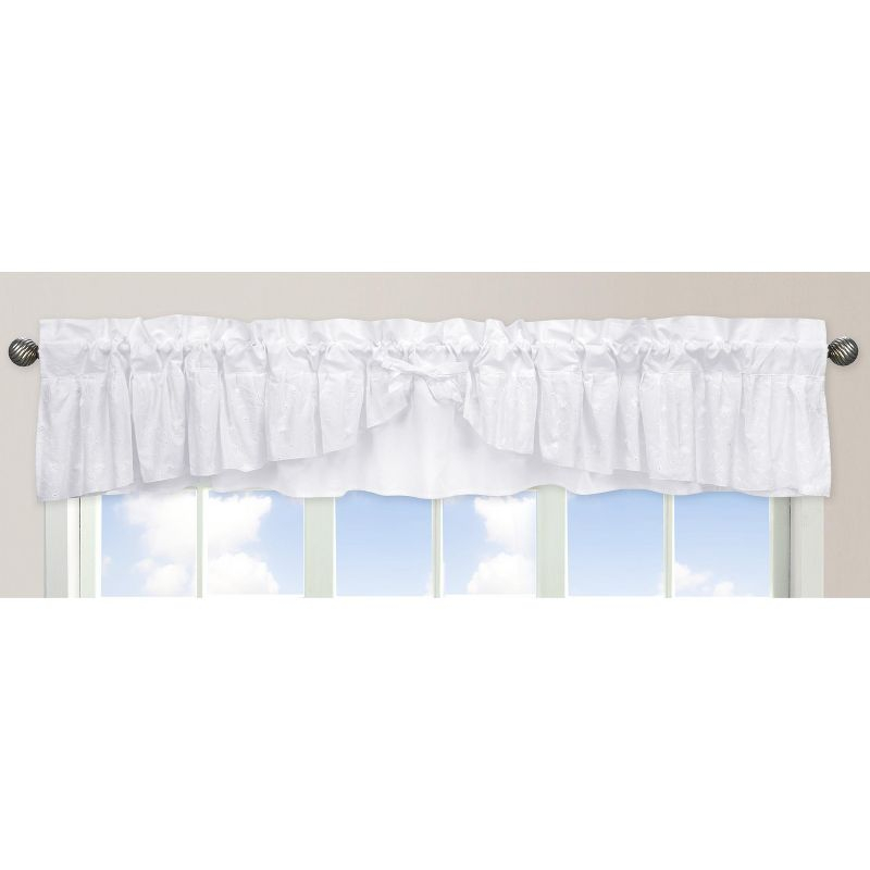 Sweet Jojo Designs Eyelet Floral Ruffled 84" Window Valance in White