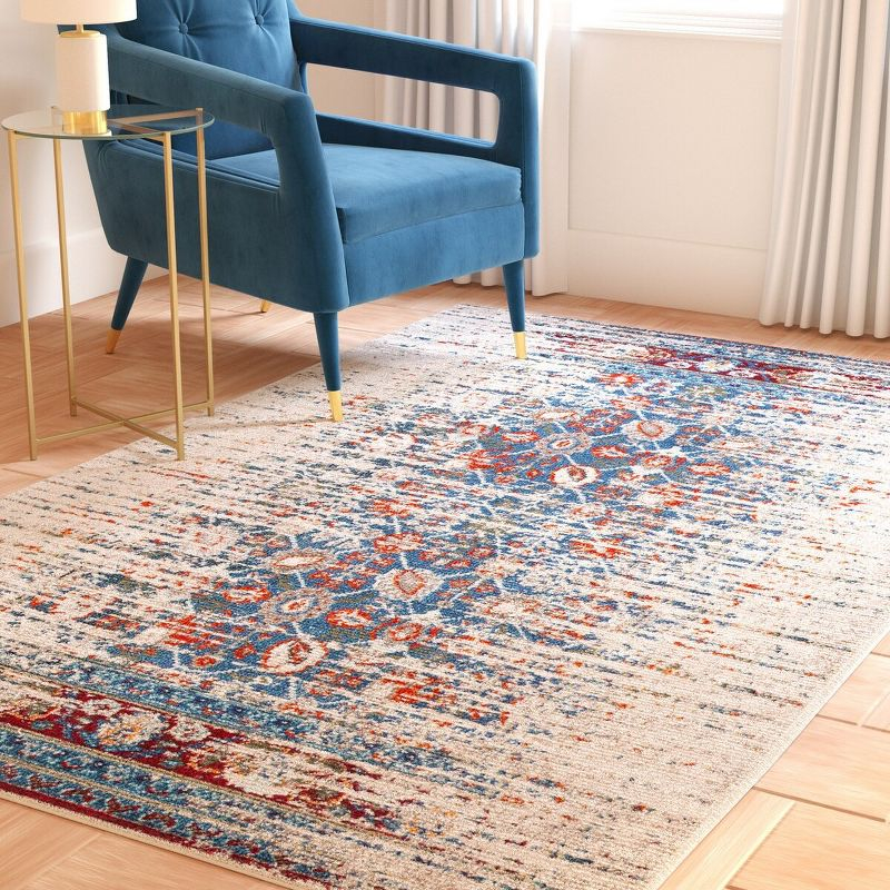 Monaco MNC208 Power Loomed Indoor Accent Rug - Ivory/Blue - 3'x5' - Safavieh