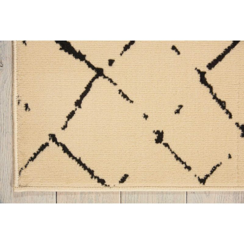 Nourison Grafix Cream Black Area Rug GRF04 5'3"X7'3"