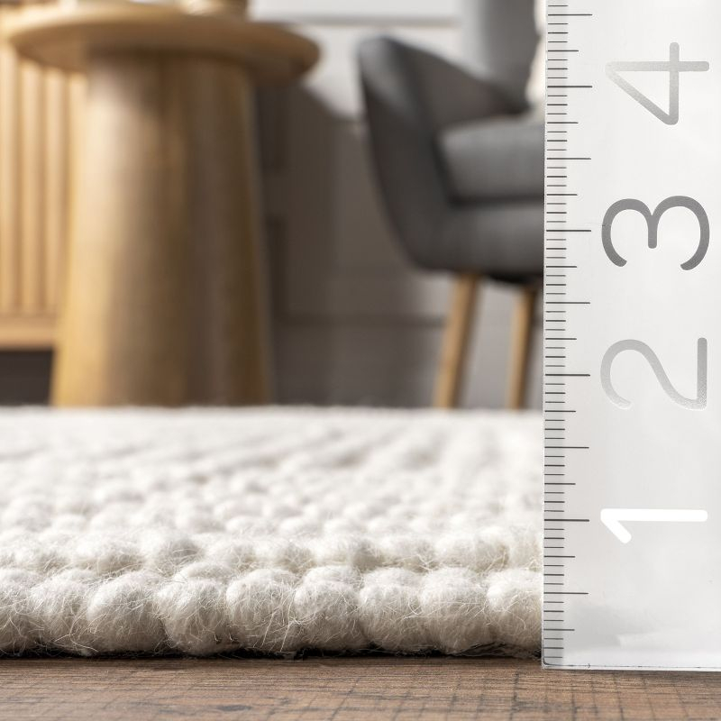 Nuloom Dorene Abstract 2x8 Wool Runner Indoor Area Rug for Living Room Bedroom Dining Room Entryway Hallway Kitchen, Ivory